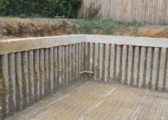 Contiguous bored-pile cantilever retaining wall in a Perth basement excavation